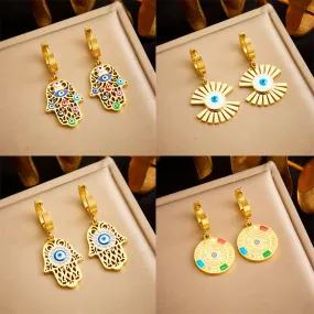 Fan-Shape Stainless Steel Electroplating Earrings