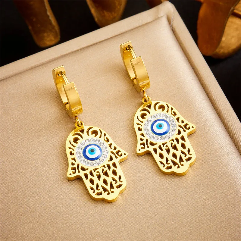 Fan-Shape Stainless Steel Electroplating Earrings