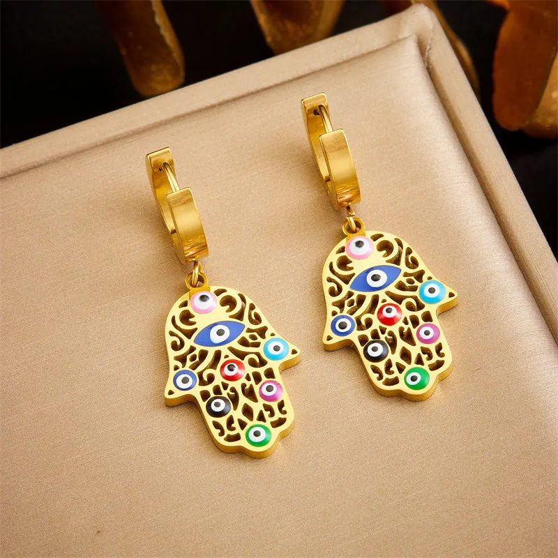 Fan-Shape Stainless Steel Electroplating Earrings