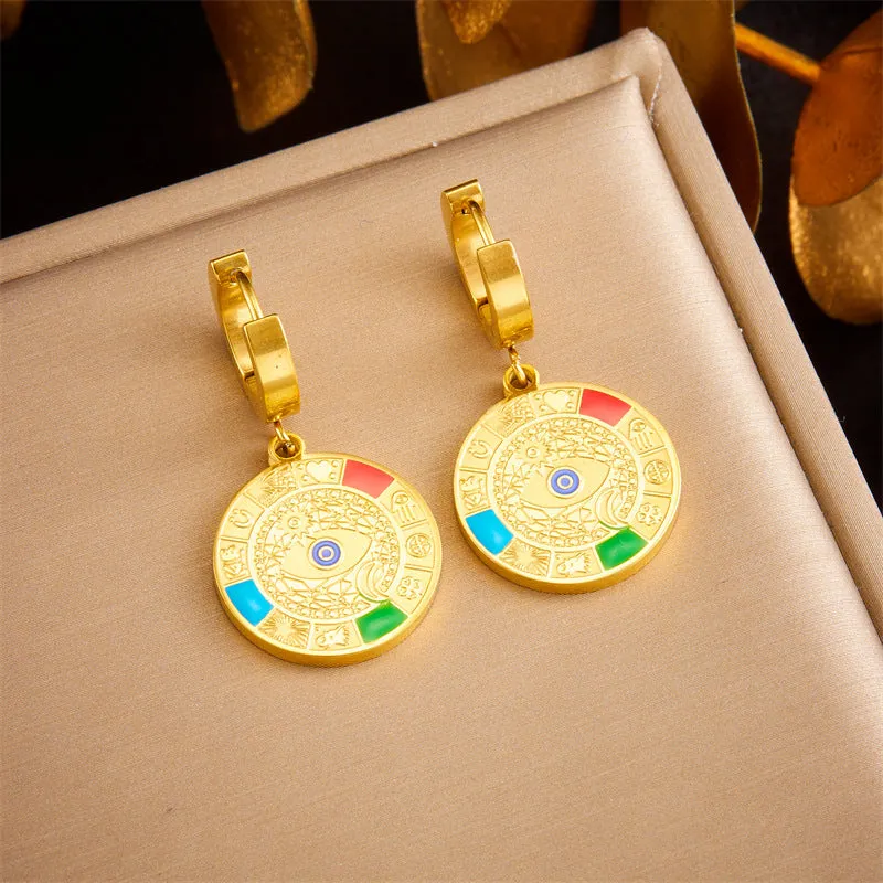 Fan-Shape Stainless Steel Electroplating Earrings