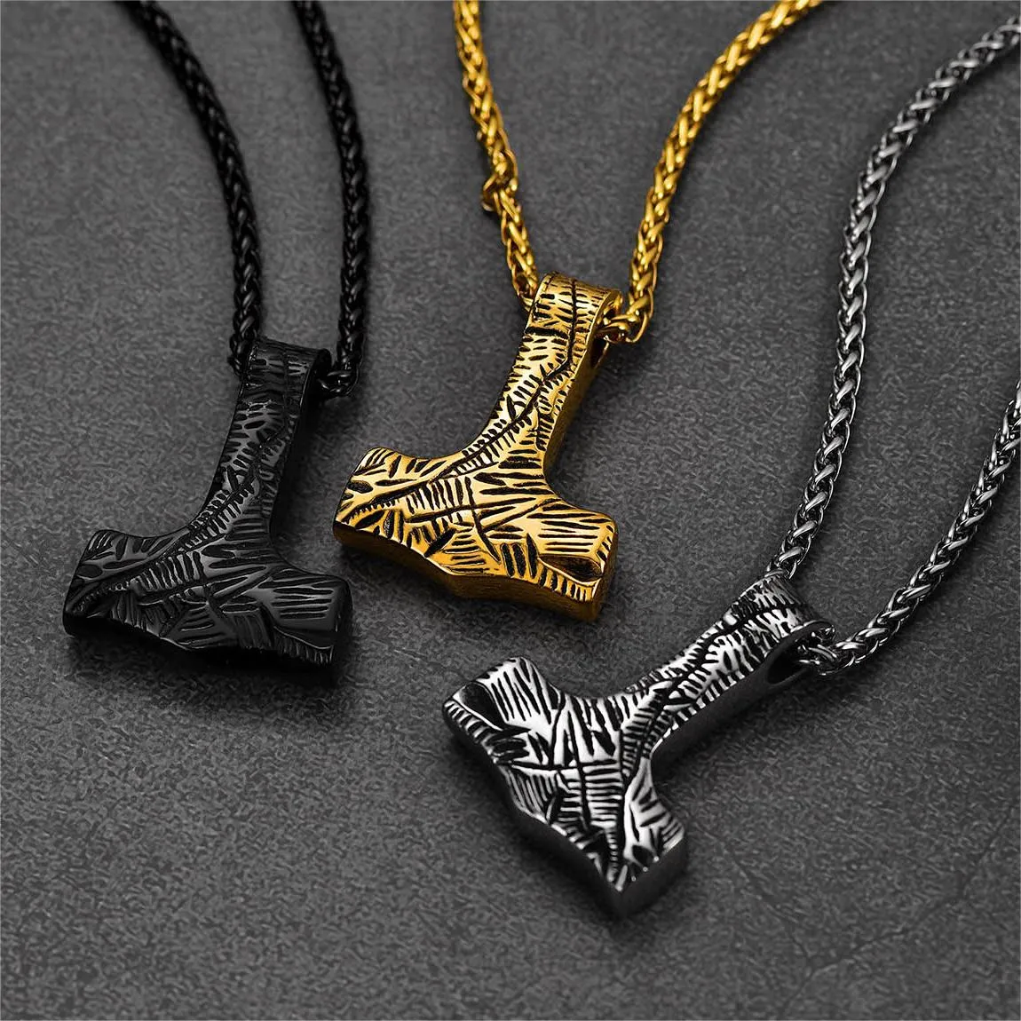 Flash Sale Viking Thor's Hammer Necklace Mjolnir Pendant For Men