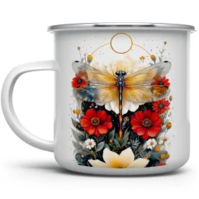 Floral Dragonfly Camp Mug