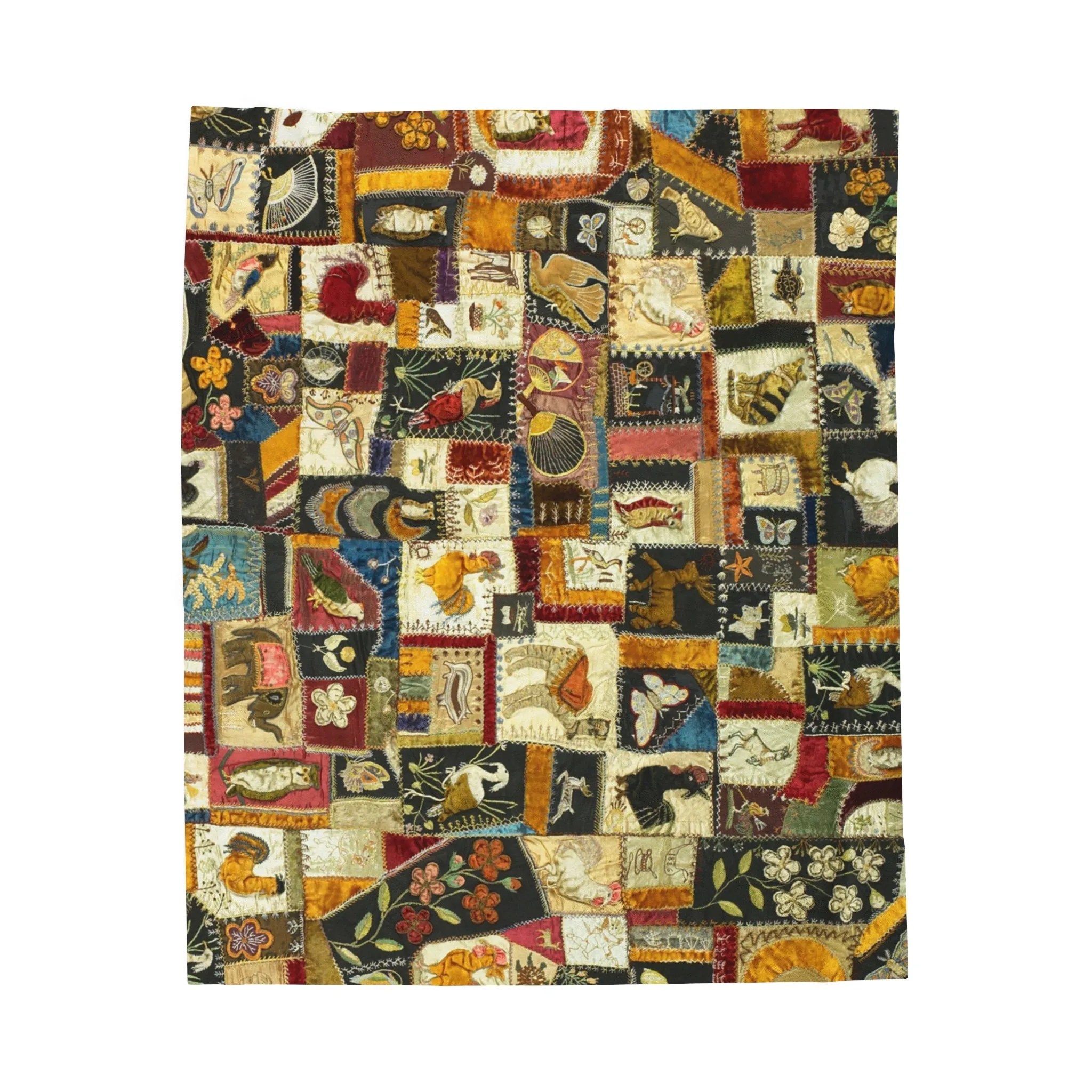 Florence Marving's Crazy Quilt Velveteen Throw Blanket