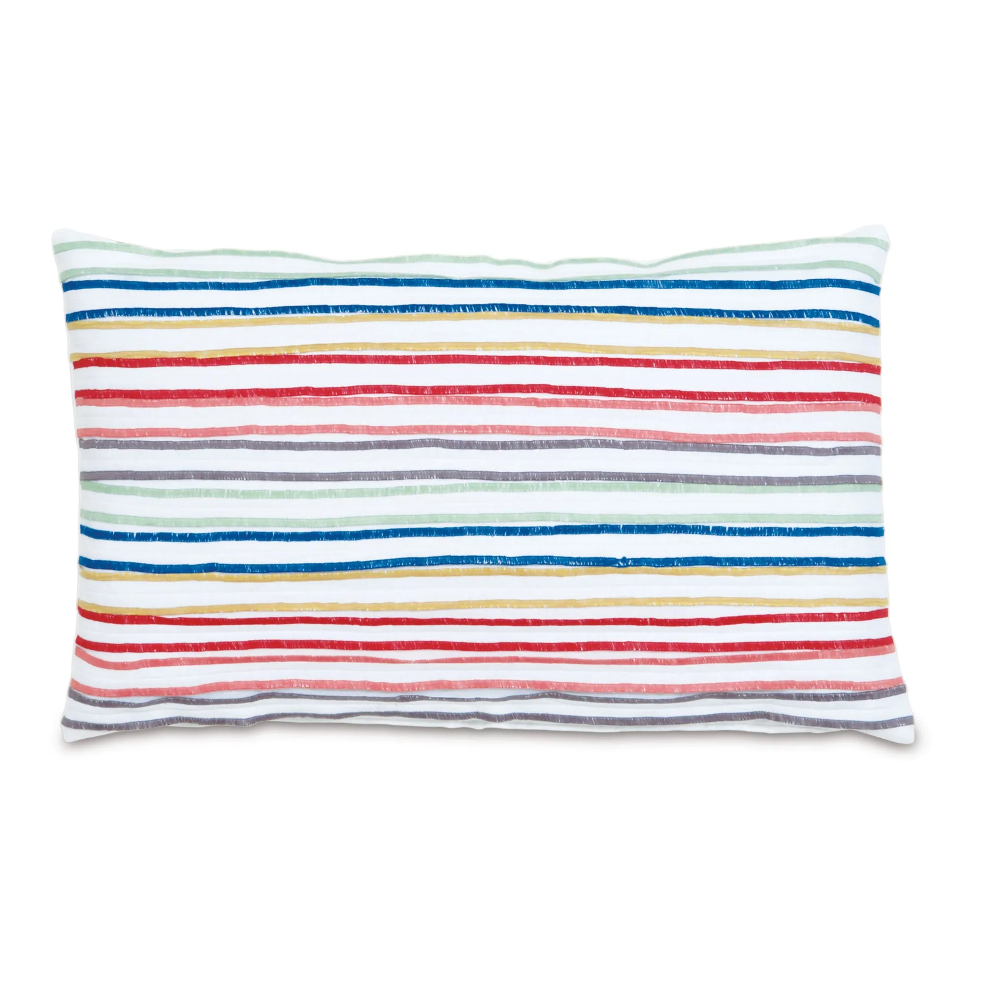 Folkloric Rainbow Striped 100% Linen Decorative Pillow Cover 13x22