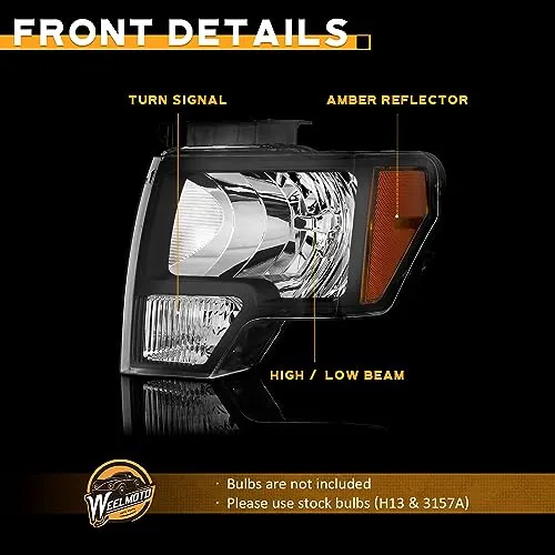 For 2009-2014 Ford F-150 Headlights (Black)