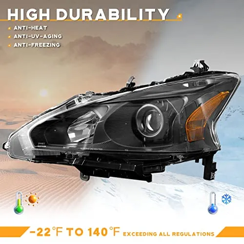 For 2013-2015 NISSAN Altima Sedan Headlights (Black)