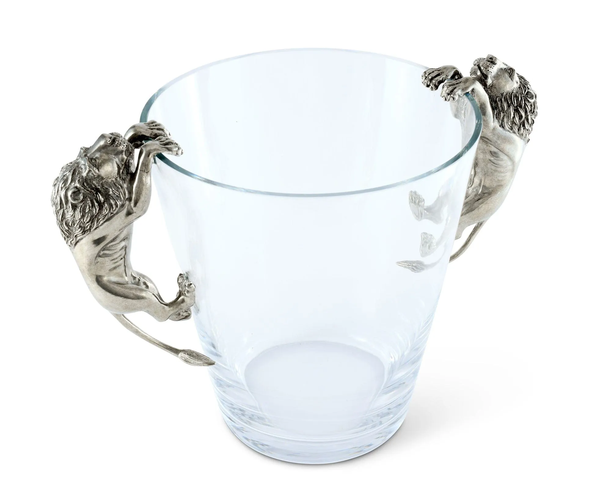 Glass Ice Bucket Lion Handles