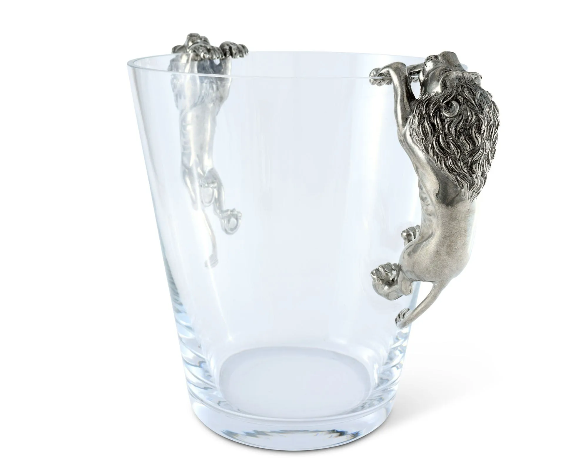 Glass Ice Bucket Lion Handles