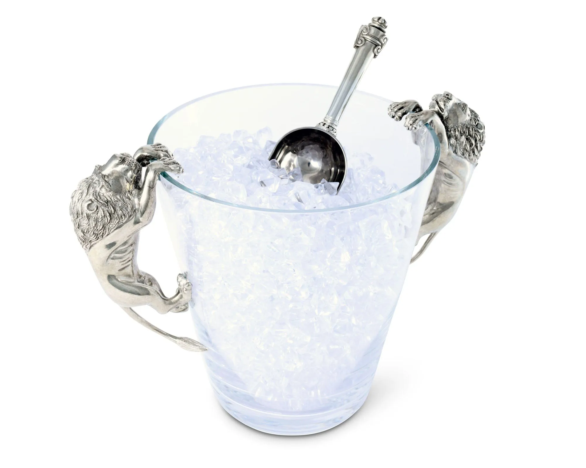 Glass Ice Bucket Lion Handles