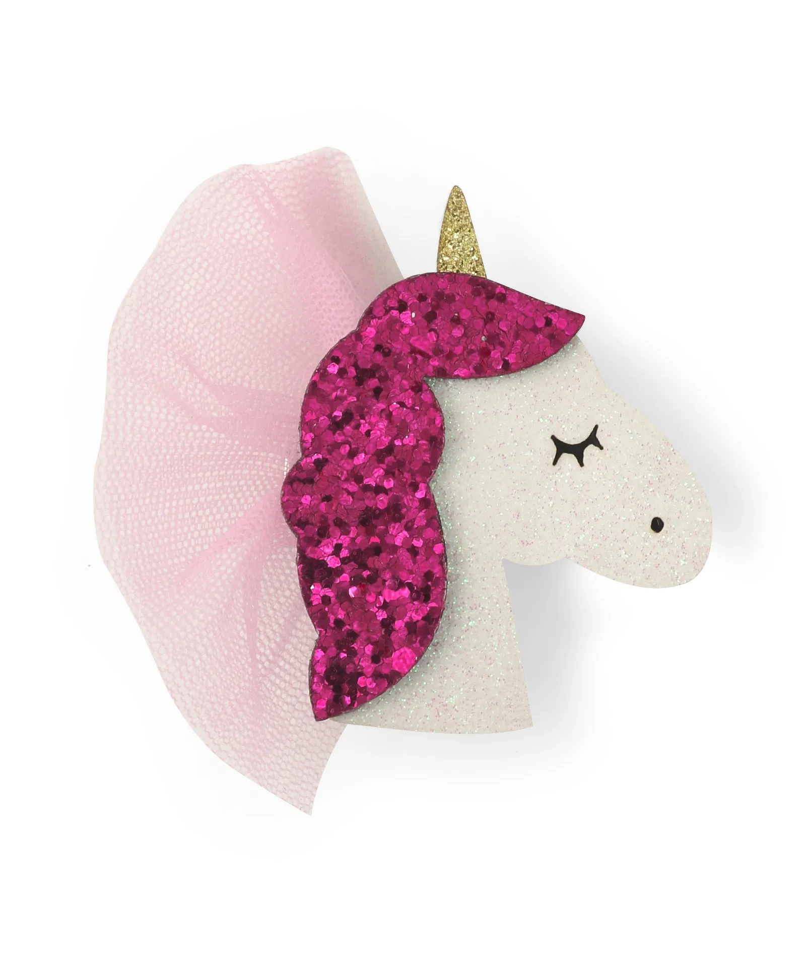 Glitter Unicorn Alligator Clip - Dark Pink