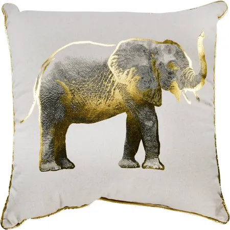 Gold Elephant Decorative Throw Pillow, 18" x 18"