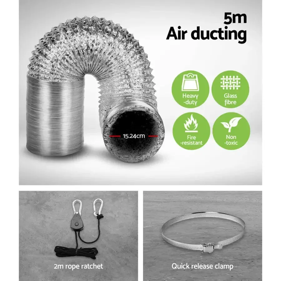 Green Fingers 6" Hydroponics Grow Tent Kit Ventilation Kit Fan Carbon Filter Duct