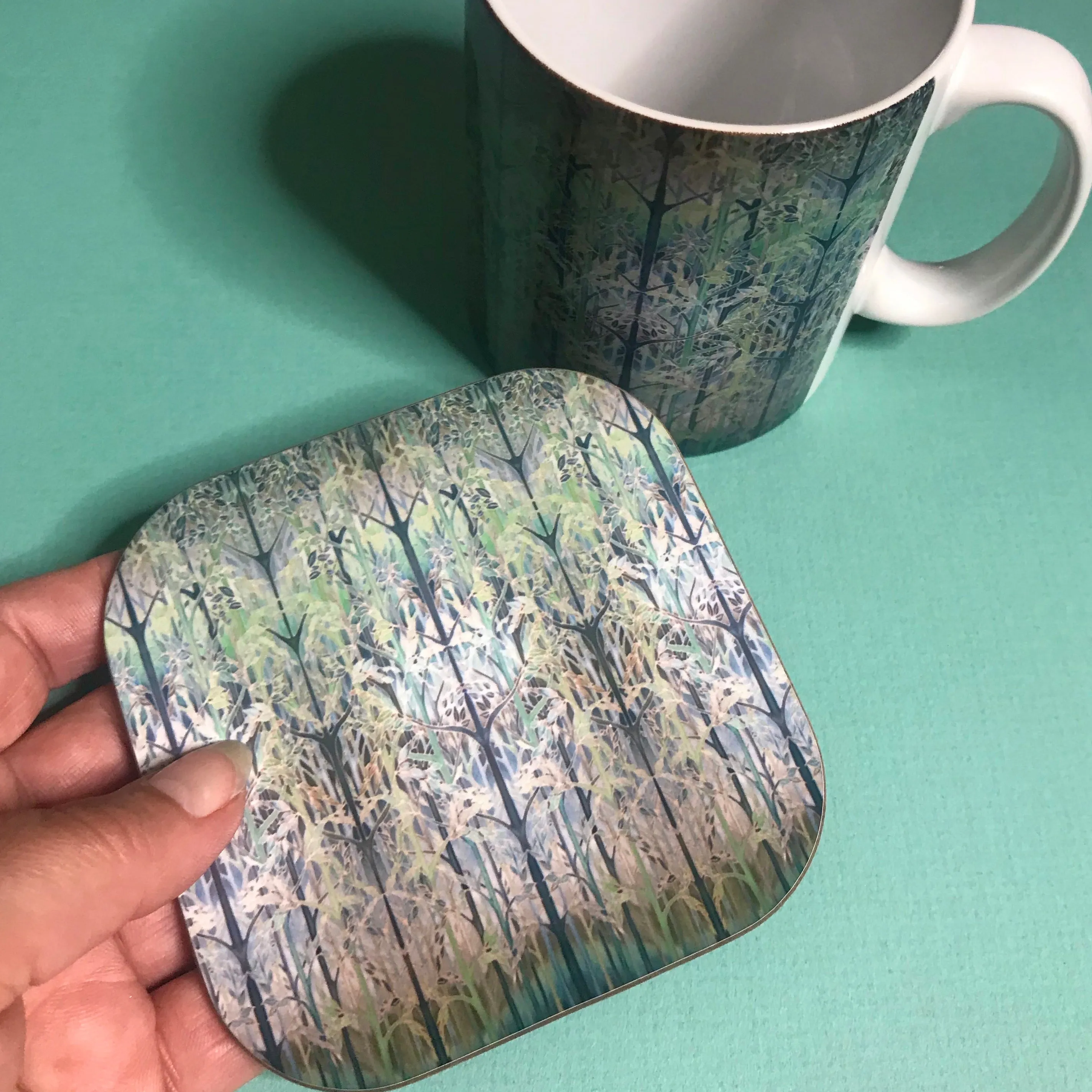 Green Grey Forest Meditation Mug - Woods Mug Box Set