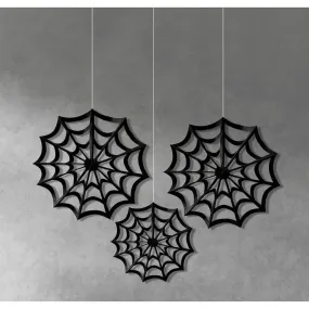 Halloween Classic Black & White Spiderweb Paper Fan Decorations