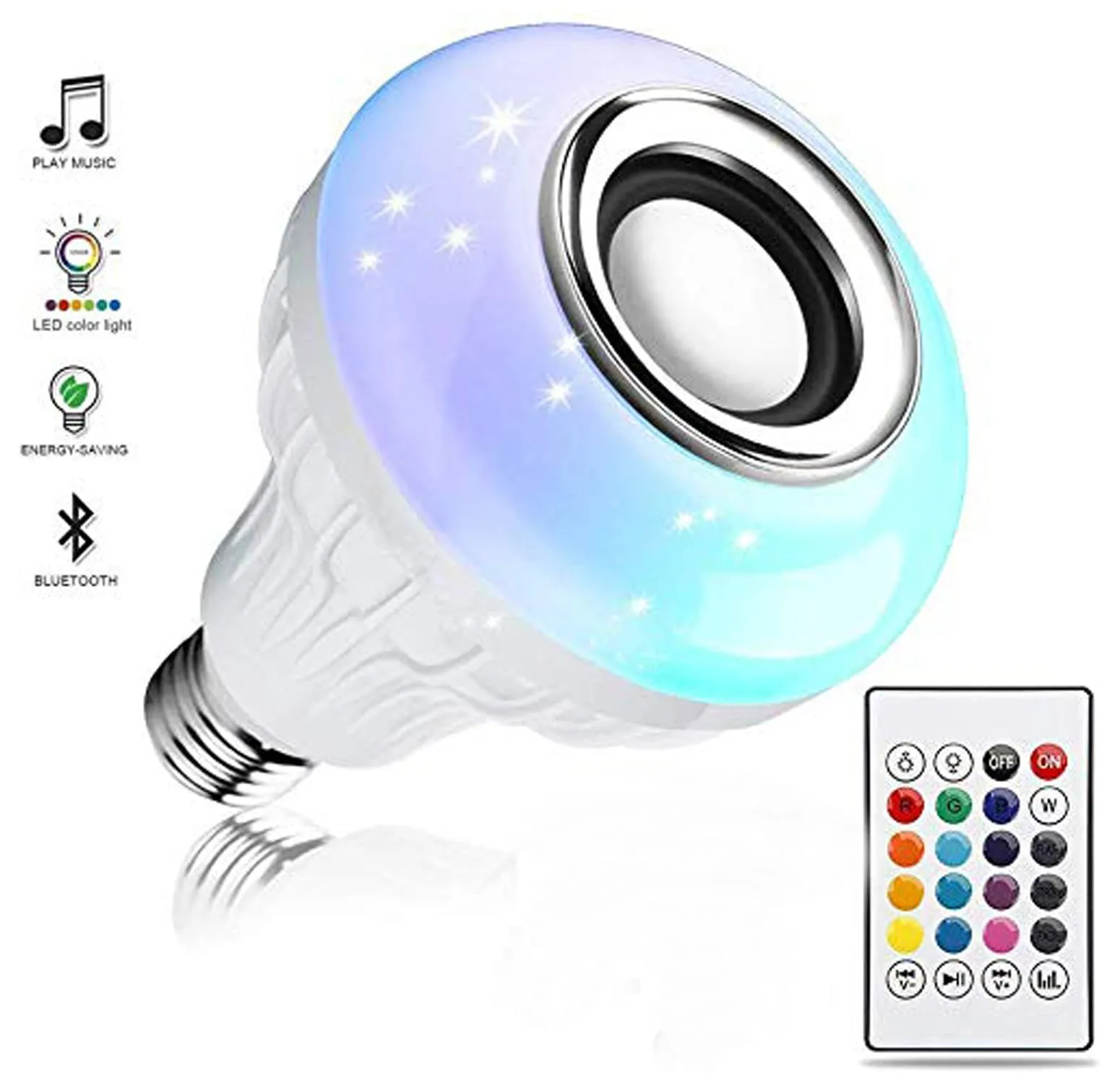 Heart Home RGB Bulb | Wireless Bluetooth LED Bulb with Speaker | Remote Control Music Bulb | Disco Light Bulb | Home Decoration Bulb | 12W | Multicolor