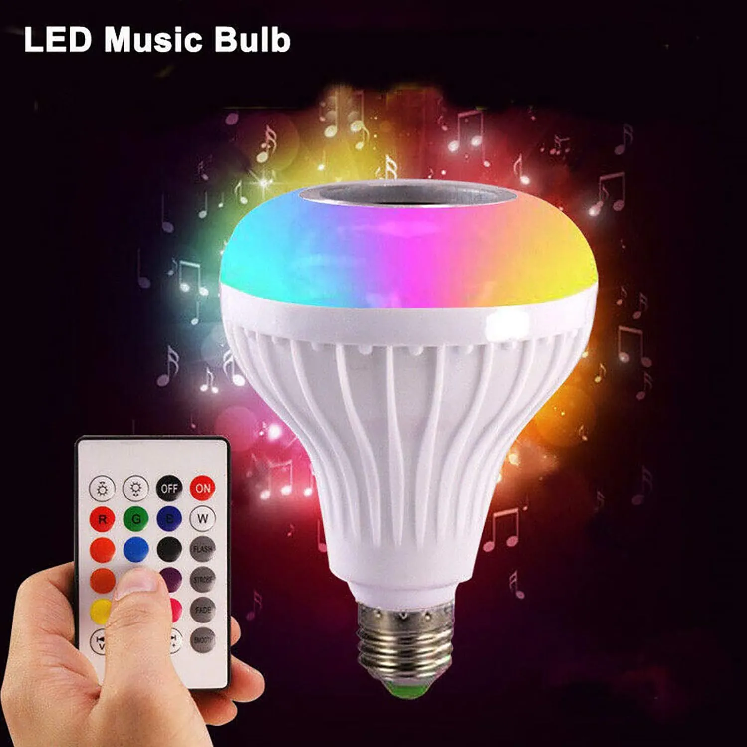 Heart Home RGB Bulb | Wireless Bluetooth LED Bulb with Speaker | Remote Control Music Bulb | Disco Light Bulb | Home Decoration Bulb | 12W | Multicolor