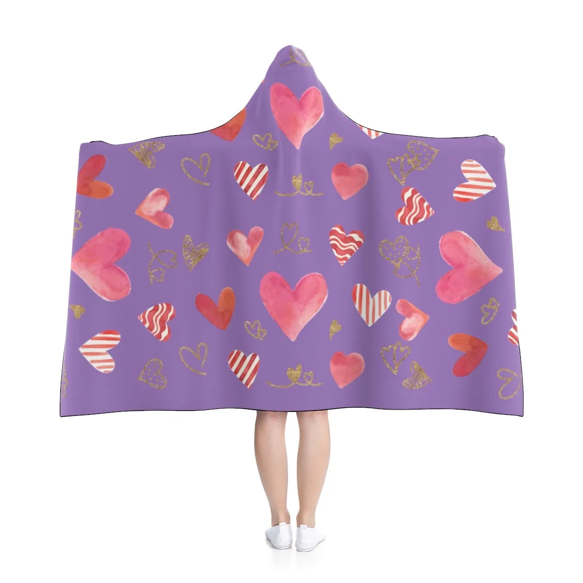 Hearts Splash Hooded Blanket,Gift for Christmas,Thanksgiving,Birthday,Valentine Gifts for Her/Him,Camping,TV-time/Fireplace Snuggler Blanket