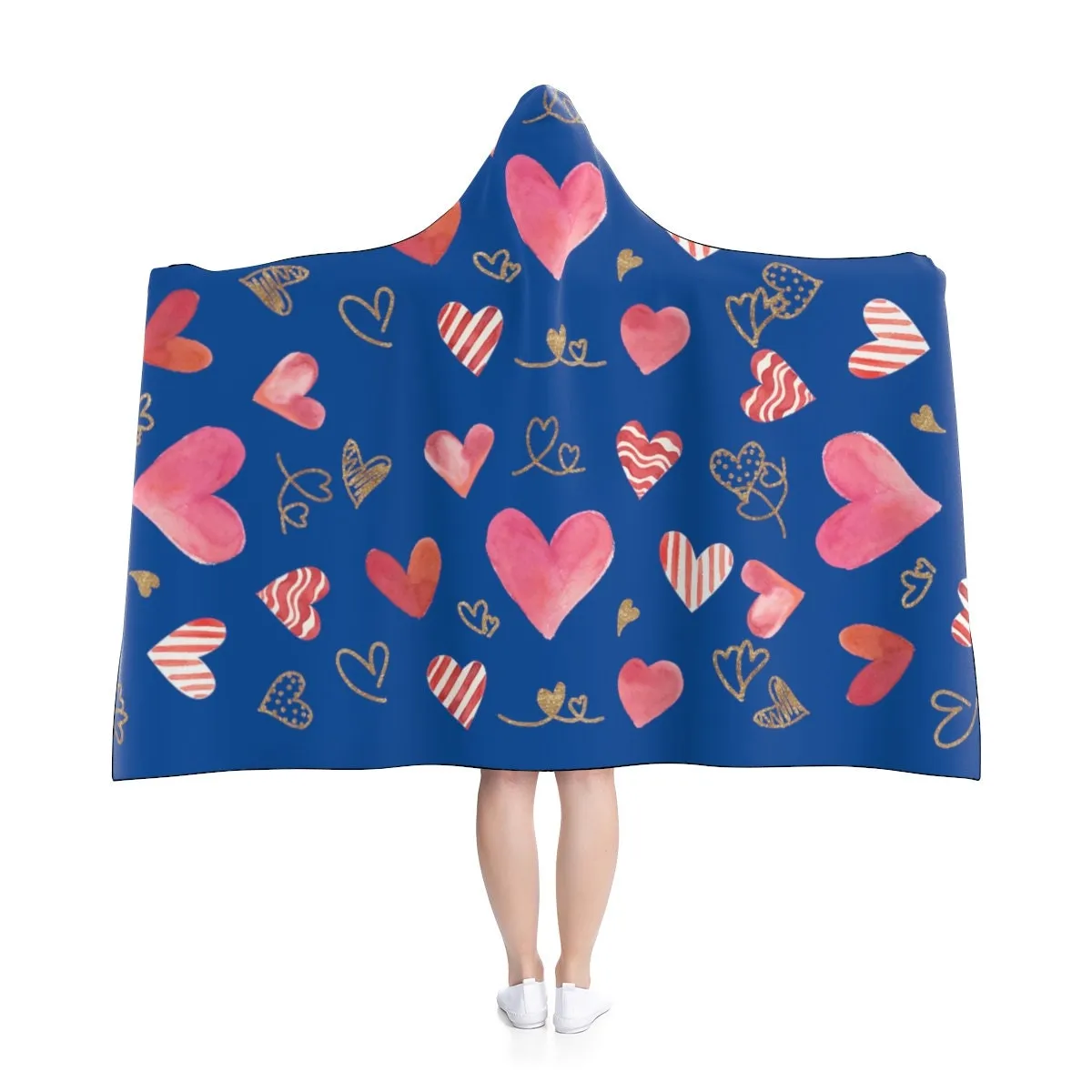 Hearts Splash Hooded Blanket,Gift for Christmas,Thanksgiving,Birthday,Valentine Gifts for Her/Him,Camping,TV-time/Fireplace Snuggler Blanket