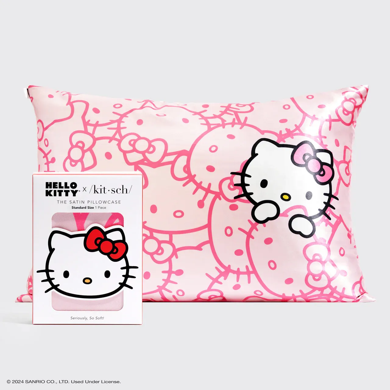 Hello Kitty x Kitsch Satin Pillowcase | Pink Hello Kitty Faces