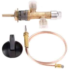 Hicello LPG Propane Gas Control Safety Valve Kit with Thermocouple and Knob Switch for Cock BBQ Fire Pit Fireplace Gas Grill Heater (M8, 3/8" Flare)