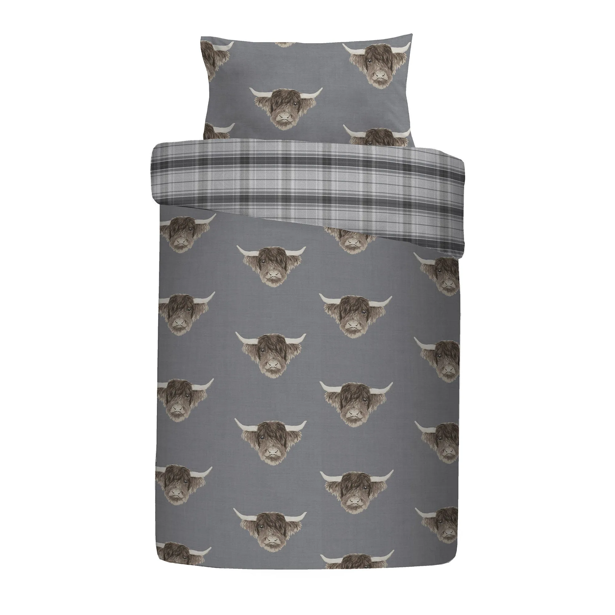 Highland Cow Duvet Cover Set by Fusion in Grey