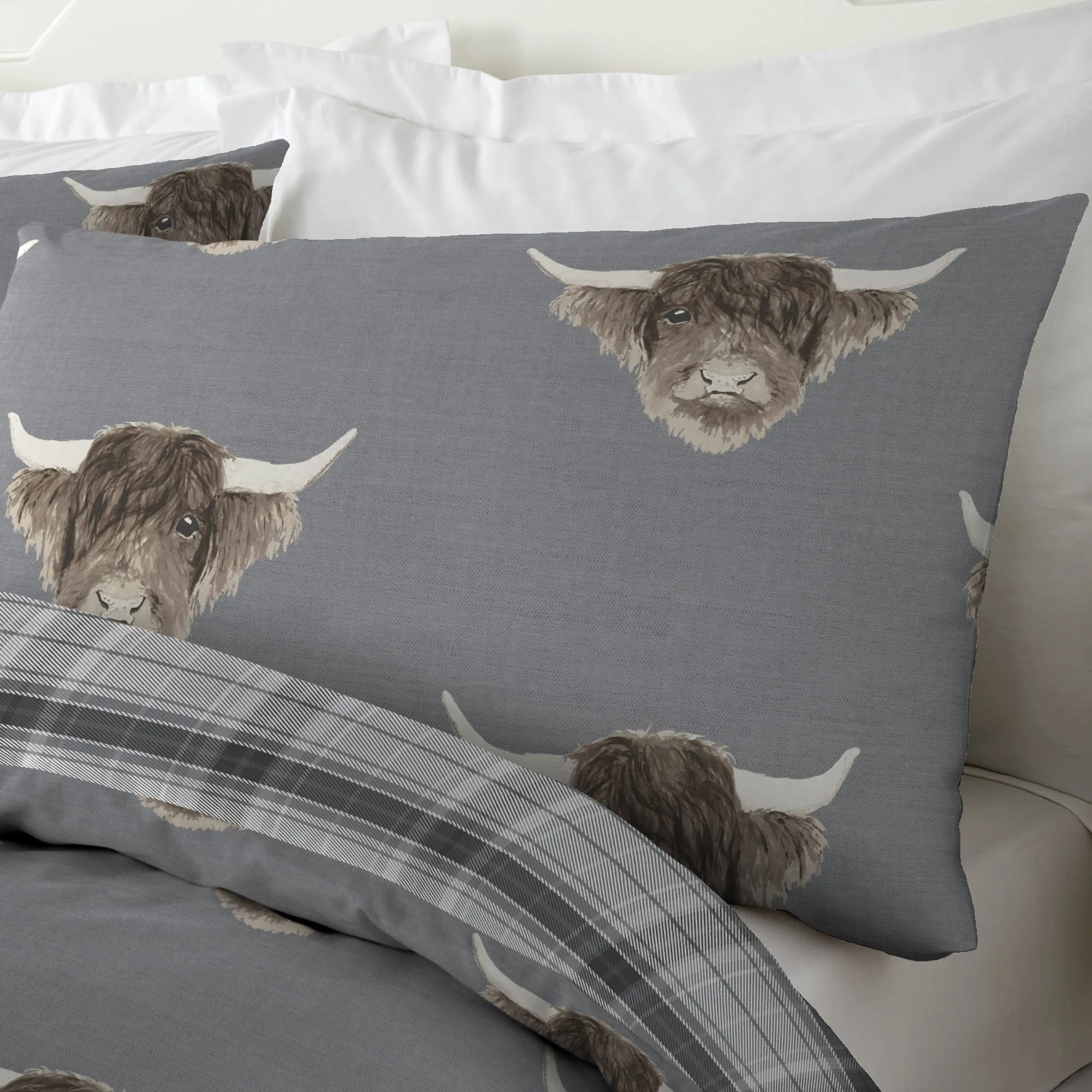 Highland Cow Duvet Cover Set by Fusion in Grey