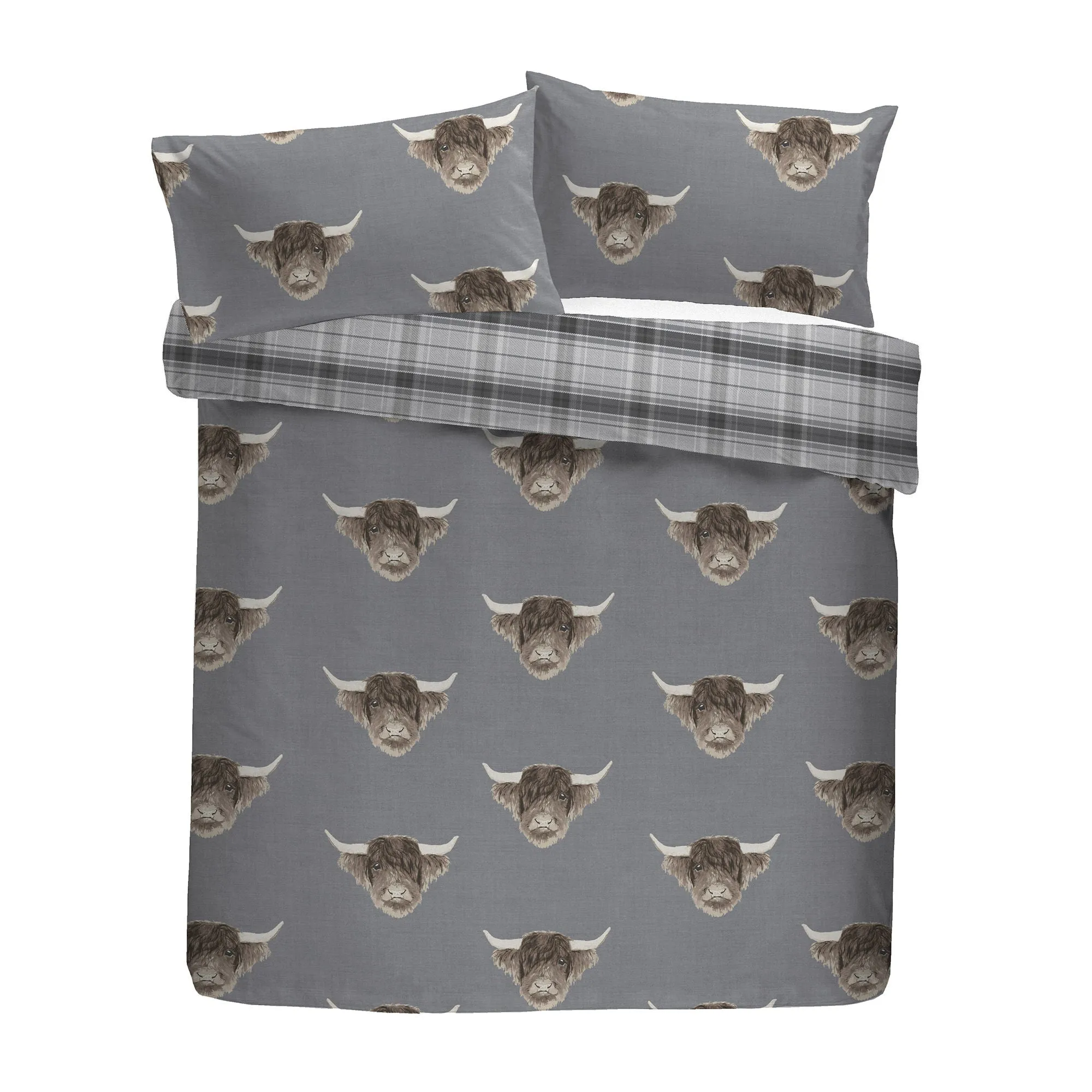 Highland Cow Duvet Cover Set by Fusion in Grey