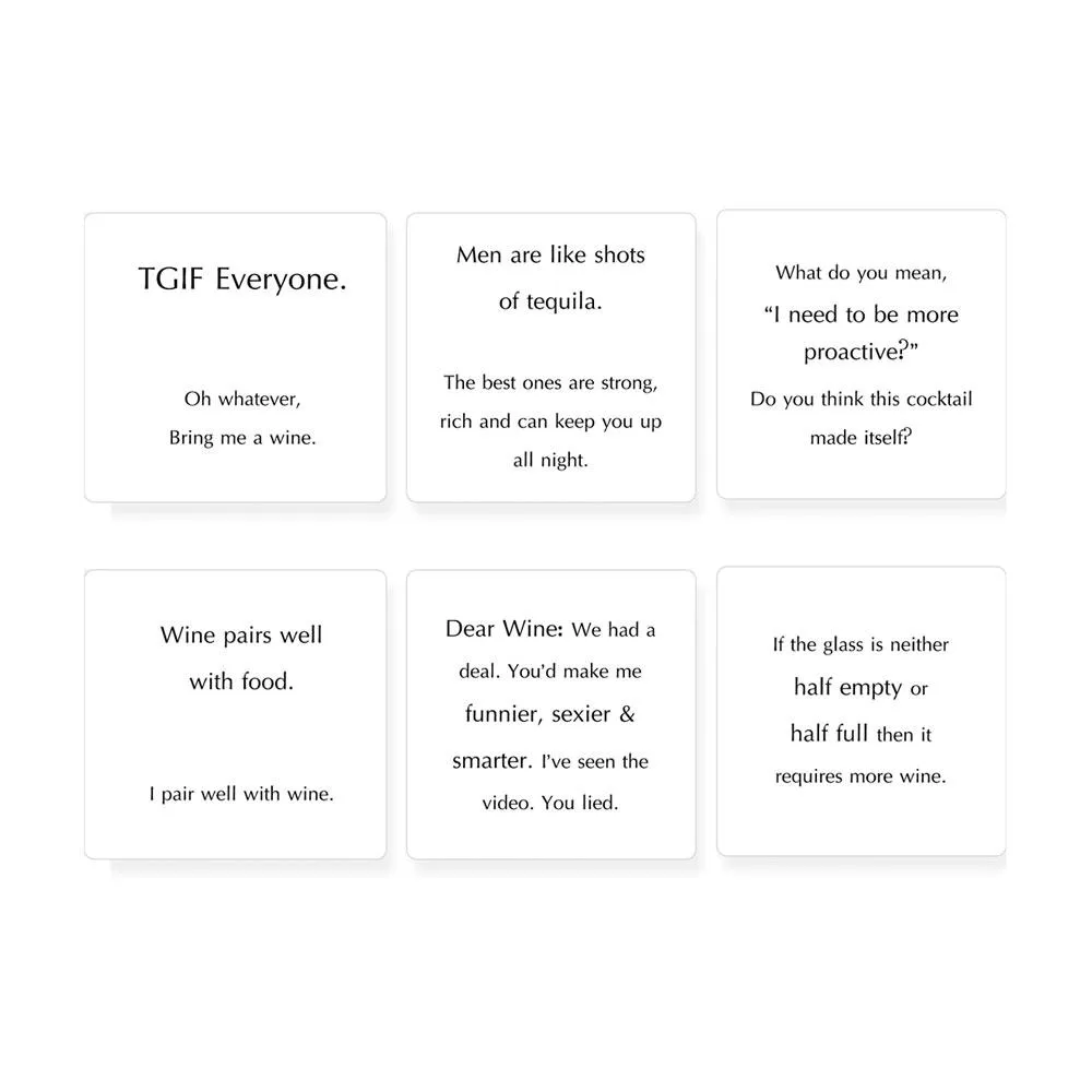 Humorous Wine Coasters V2 – White (6pc)