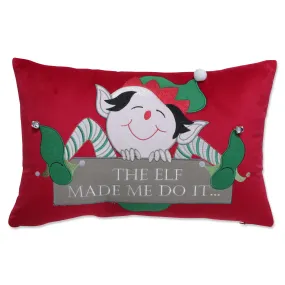 Indoor Christmas The Elf Made Me Do It Red Rectangular Throw Pillow Cover