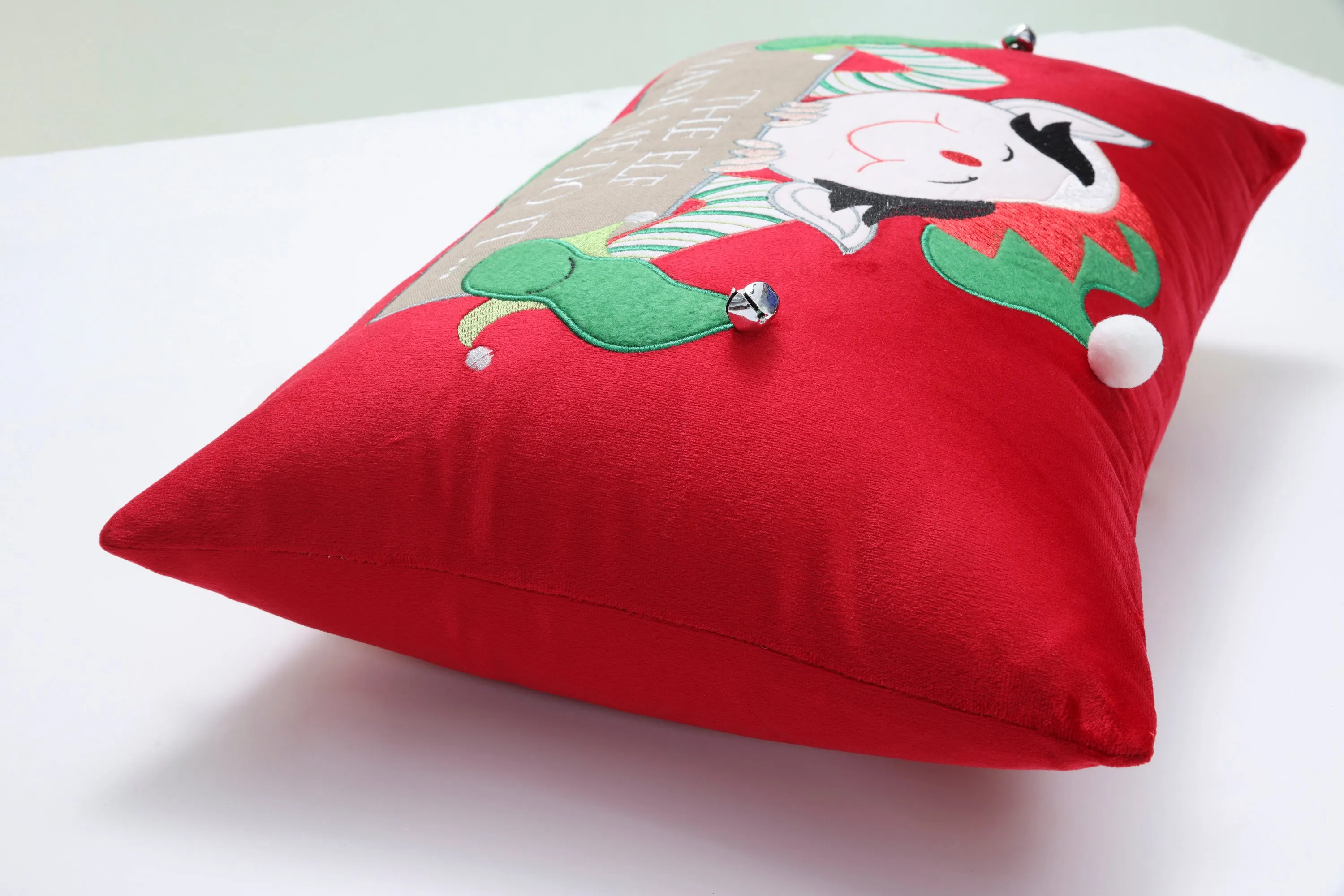 Indoor Christmas The Elf Made Me Do It Red Rectangular Throw Pillow Cover