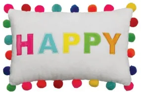 Iscream Happy Pom Pom Embroidered Pillow