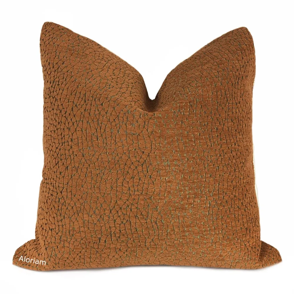 Ivan Cognac Brown Chenille Pillow Cover