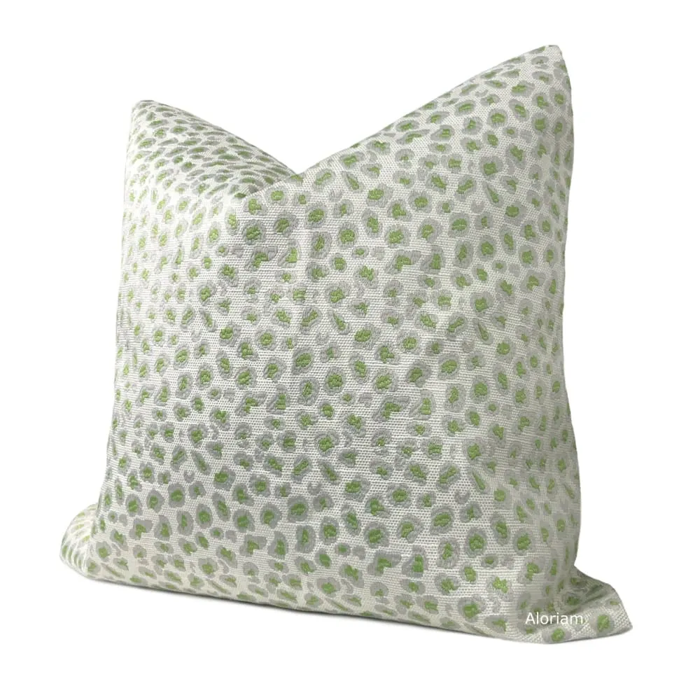 Jaclyn Lime Green Gray Leopard Spot Pillow Cover