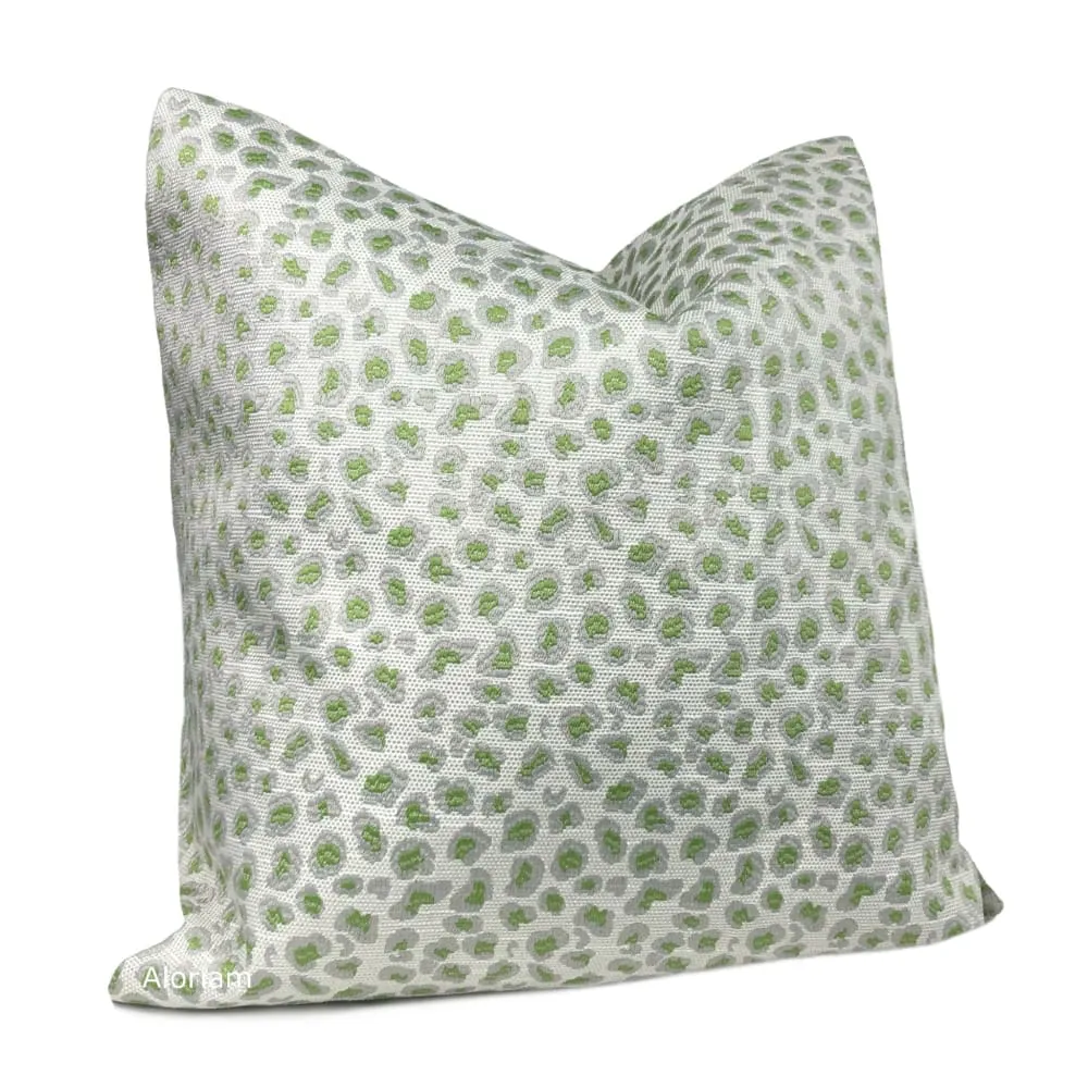 Jaclyn Lime Green Gray Leopard Spot Pillow Cover