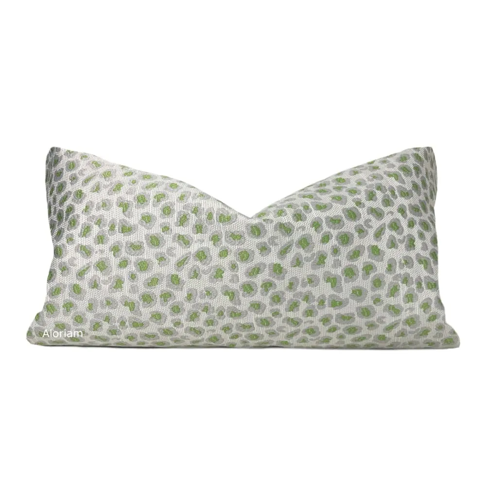 Jaclyn Lime Green Gray Leopard Spot Pillow Cover