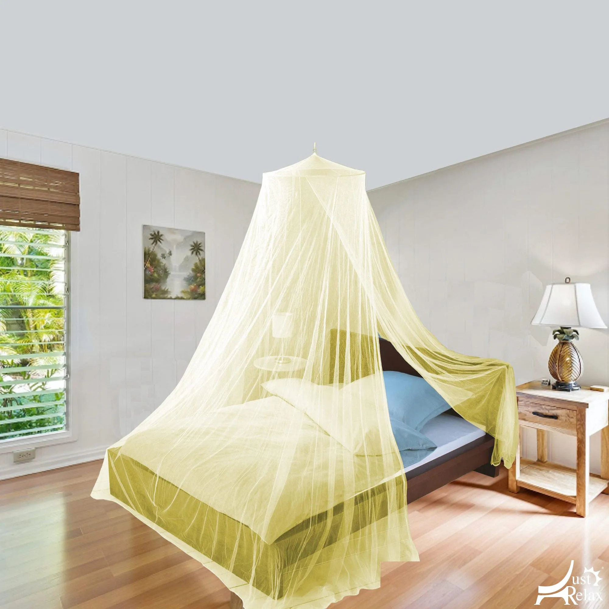 Just Relax Elegant Mosquito Net Bed Canopy Set, Yellow, Twin-Full