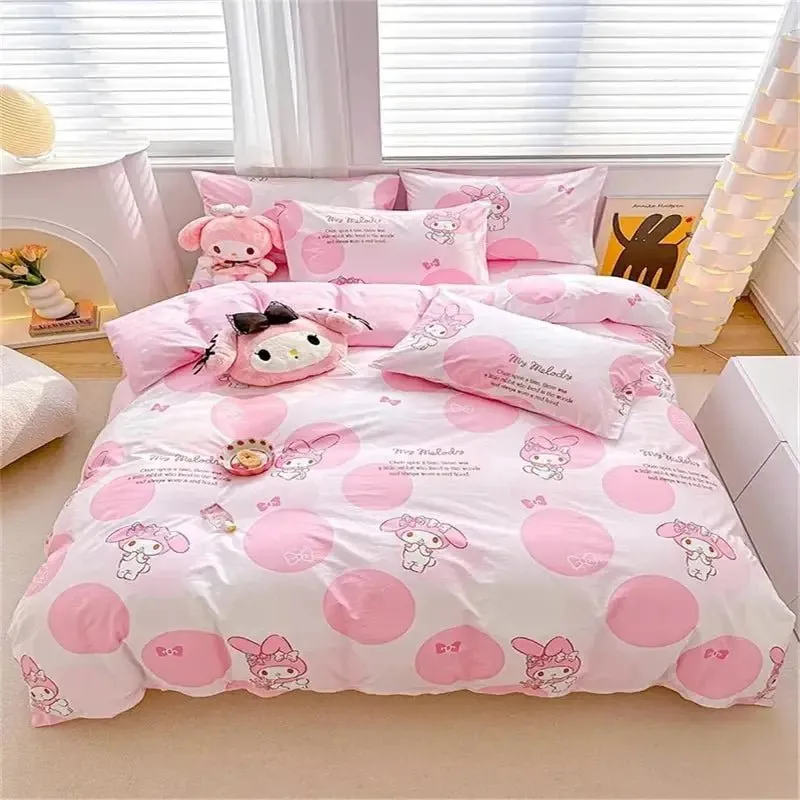 Kawaii Cinnamoroll Duvet Cover Pillowcase Bedding Set Cute Beauty Cartoon Animation Home Dormitory Room Decoration Girl Gift