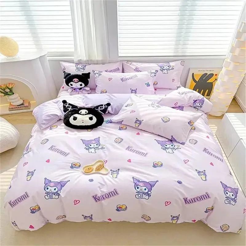 Kawaii Cinnamoroll Duvet Cover Pillowcase Bedding Set Cute Beauty Cartoon Animation Home Dormitory Room Decoration Girl Gift