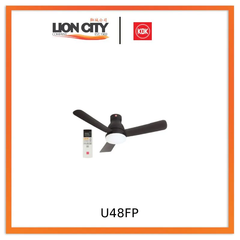 KDK U48FP Black/White 120cm Ceiling Fan with Remote Control