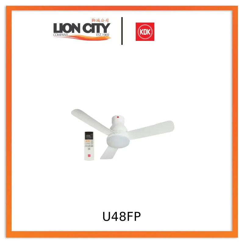 KDK U48FP Black/White 120cm Ceiling Fan with Remote Control