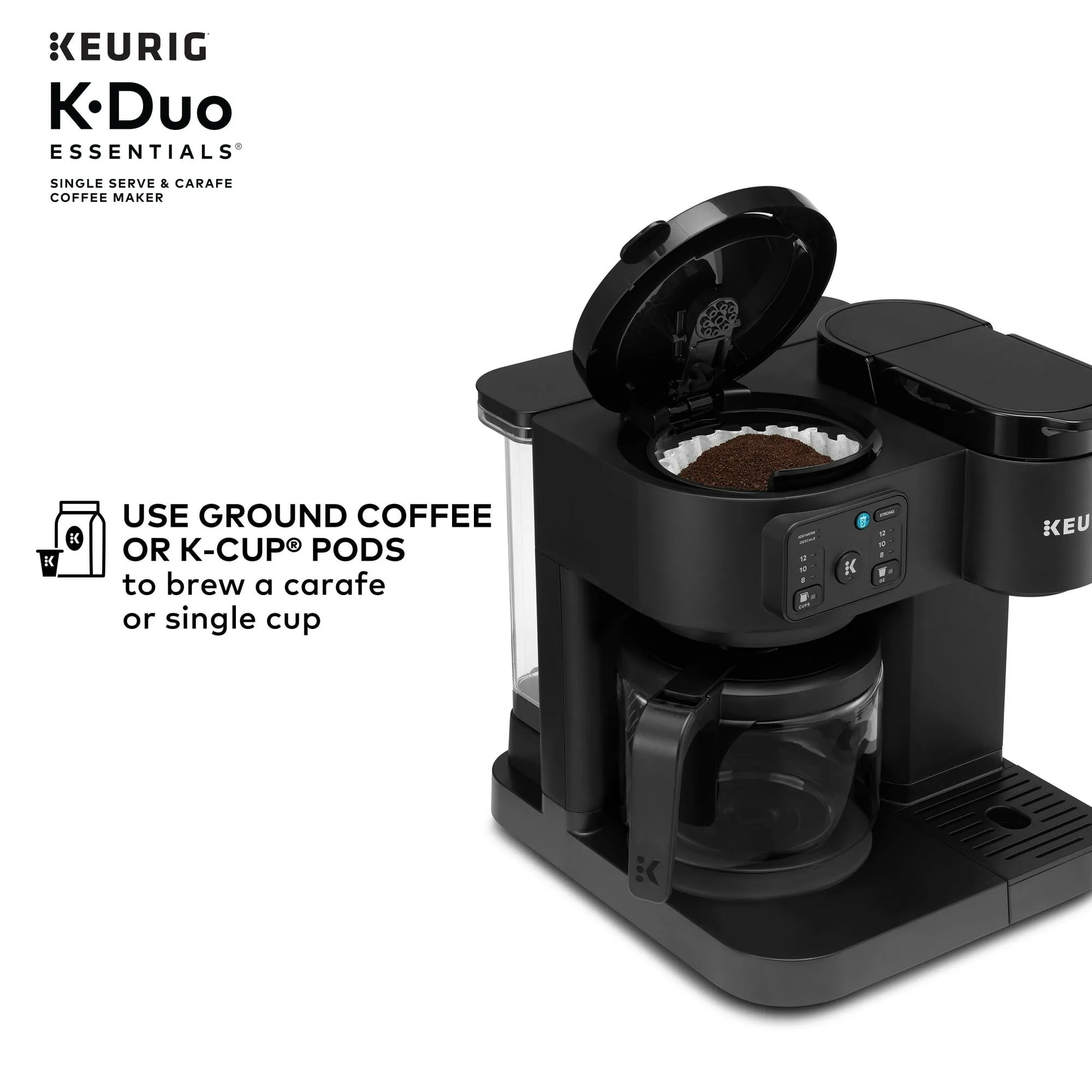 Keurig K-Duo Essentials, Hot & Iced Single-Serve K-Cup Pod Coffee Maker & Carafe, Black