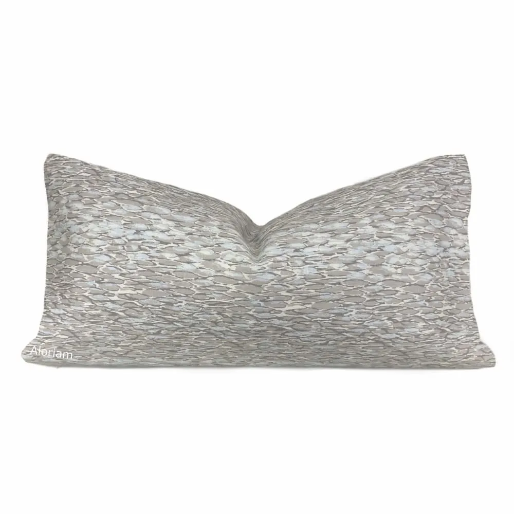 Kravet Chromis Metal Gray Blue Abstract Linen Pillow Cover