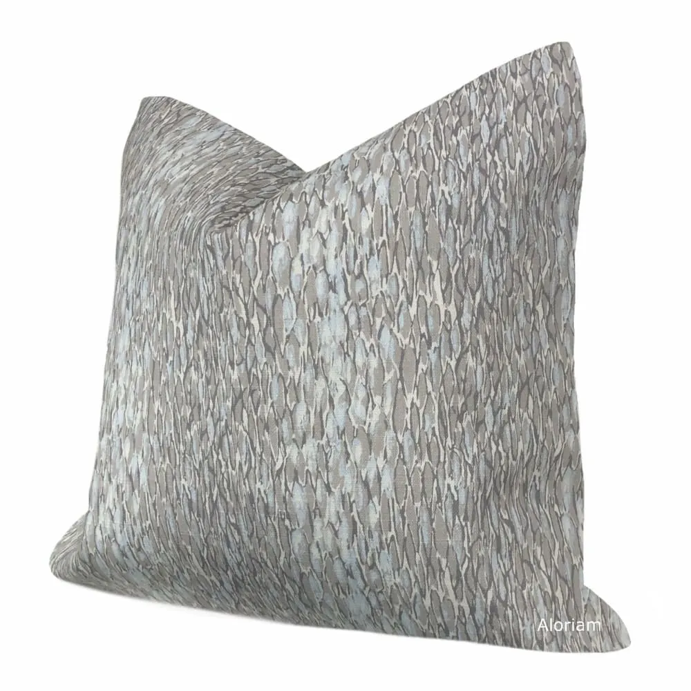 Kravet Chromis Metal Gray Blue Abstract Linen Pillow Cover