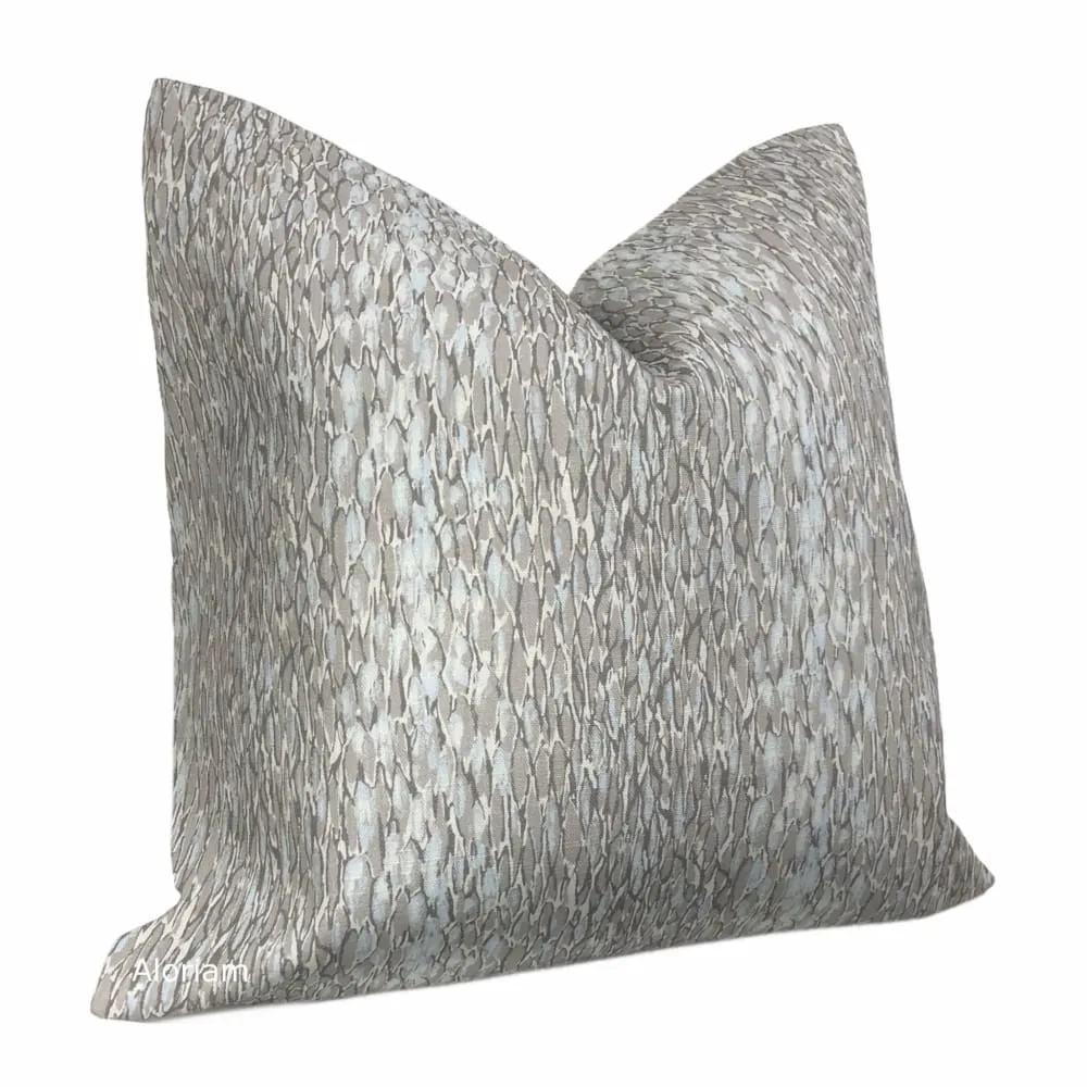 Kravet Chromis Metal Gray Blue Abstract Linen Pillow Cover