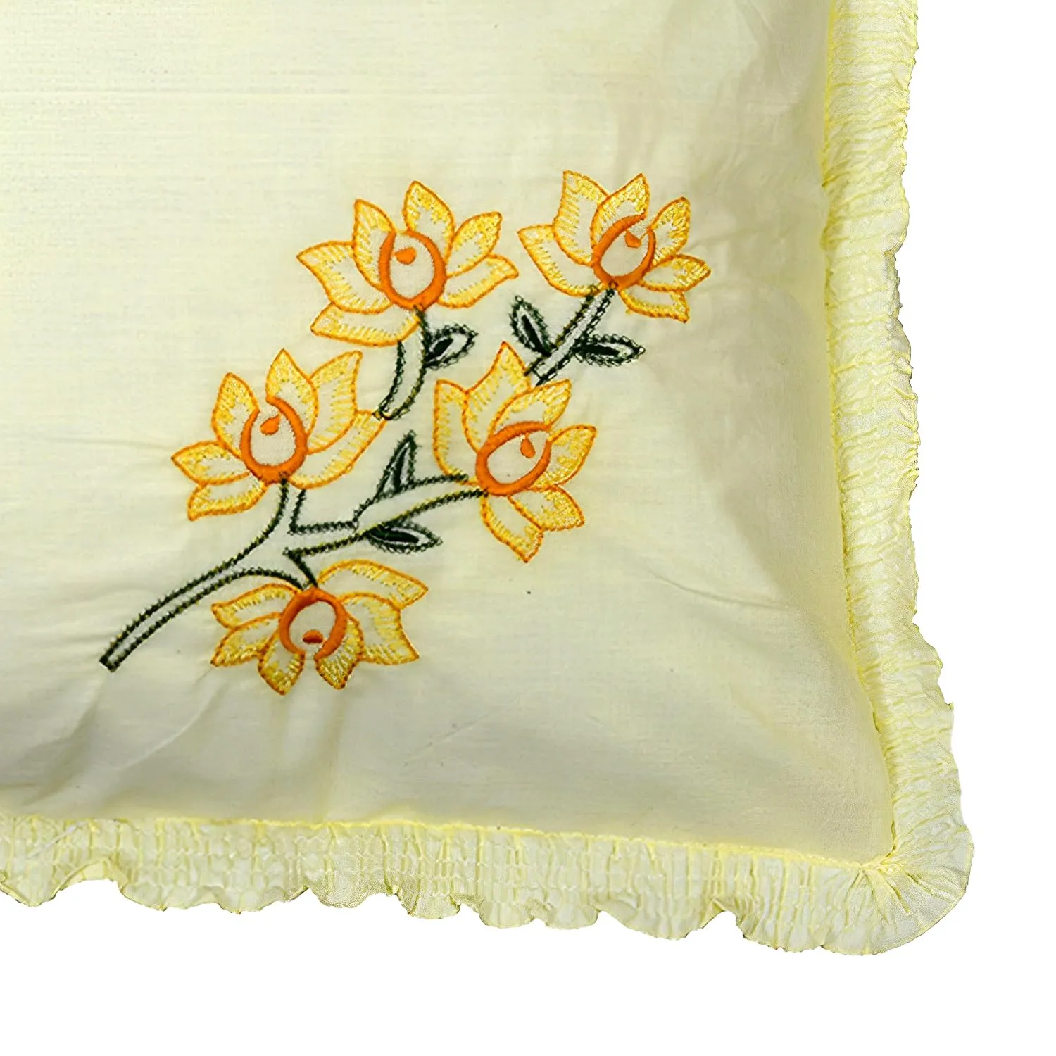 Kuber Industries Pillow Cover | Cotton Pillow Cover | Pillow Cover for Bedroom | Cushion Cover for Living Room | Embroidery Frill with Zip Pillow Cover | 20x30 Inch | Set of 2 | Cream