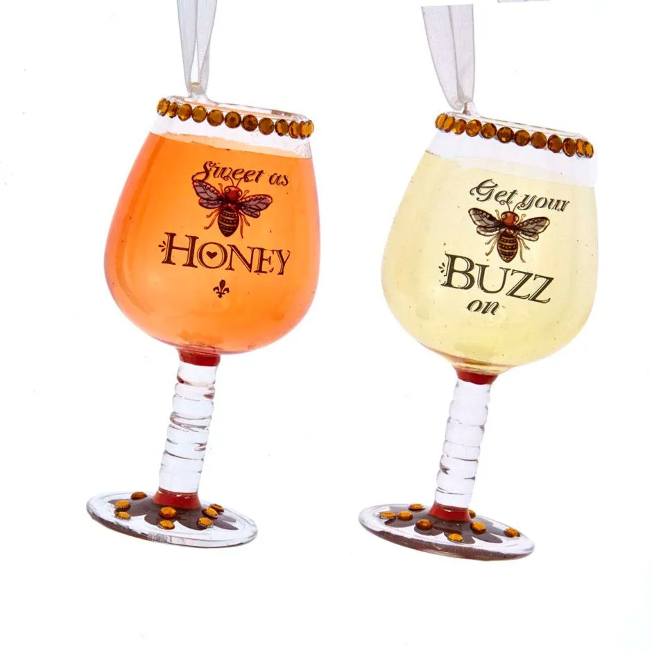 Kurt Adler "Sweet as Honey" Wine Glass Ornament