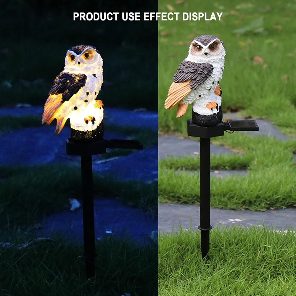 LED Garden Owl Solar Lights Patio Yard Lawn Waterproof Stake Lamp