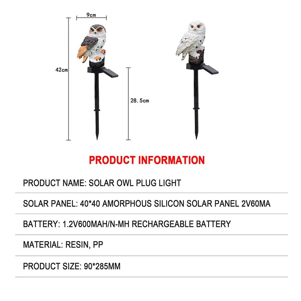 LED Garden Owl Solar Lights Patio Yard Lawn Waterproof Stake Lamp