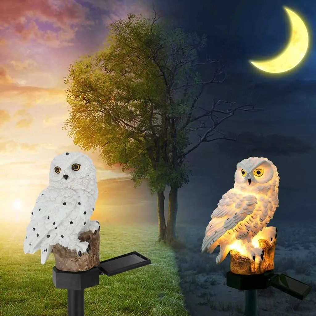 LED Garden Owl Solar Lights Patio Yard Lawn Waterproof Stake Lamp