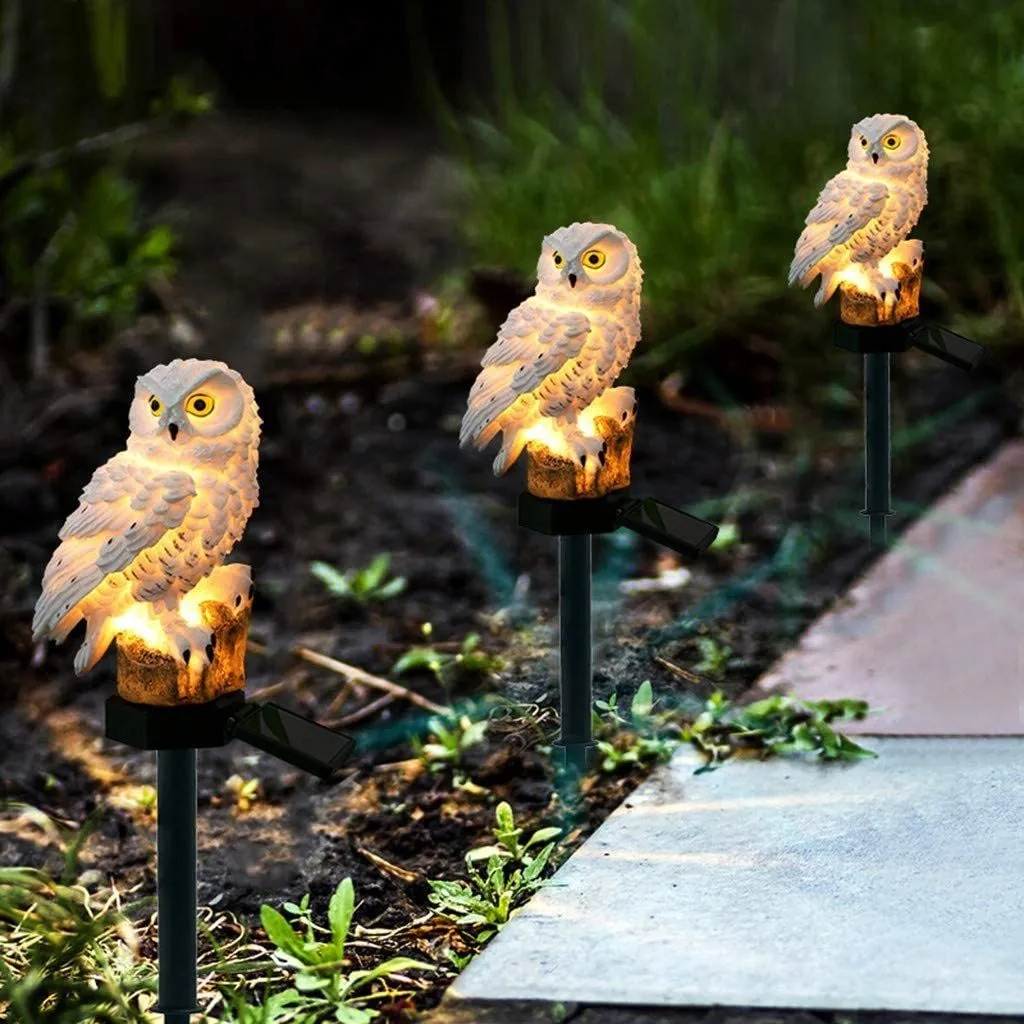 LED Garden Owl Solar Lights Patio Yard Lawn Waterproof Stake Lamp